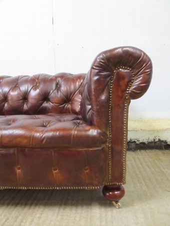 antique antiques chesterfield c1880 victorian sofa leather brown castleforge ltd