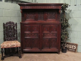 Antique Antique Early Victorian Joined Oak Court Cupboard w4667/21.4