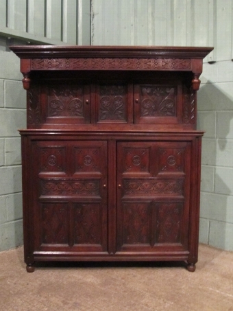 Antique Antique Early Victorian Joined Oak Court Cupboard w4667/21.4