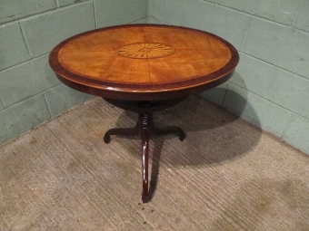 Antique ANTIQUE EDWARDIAN MAHOGANY & SATINWOOD INLAID CENTRE SIDE TABLE C1900 W7416/1.4