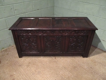 Antique ANTIQUE LATE 18TH CENTURY CARVED OAK COFFER W7380/8.4