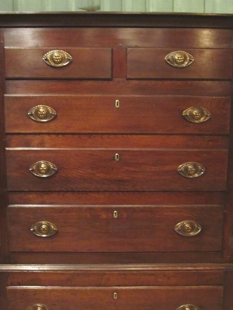 Antique ANTIQUE 18TH CENTURY ENGLISH OAK CHEST ON CHEST OF DRAWERS W7450/29.4