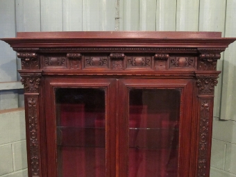 Antique ANTIQUE ITALIAN CARVED WALNUT TALL DISPLAY CABINET C1900 W7465/7.5