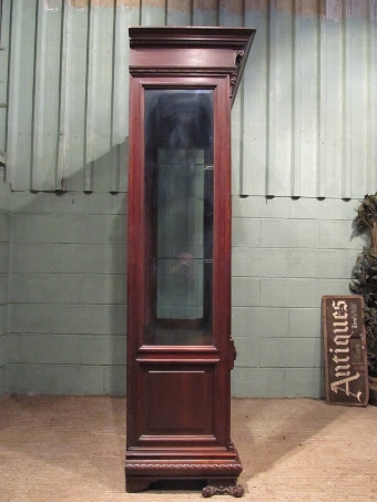 Antique ANTIQUE ITALIAN CARVED WALNUT TALL DISPLAY CABINET C1900 W7465/7.5