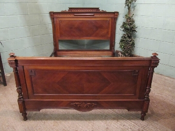 Antique ANTIQUE FRENCH WALNUT PARQUETRY 5FT BED HENRI 11 W7054/3.6