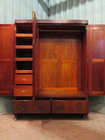 Antique Antique Edwardian Flamed Mahogany Triple Wardrobe by Maples & Co w7512/29.7