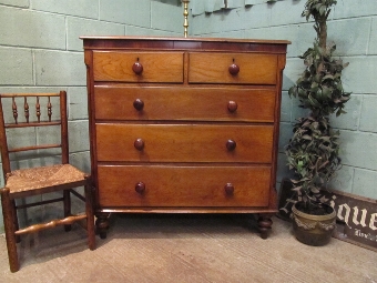 Antique Early Victorian Welsh Oak & Mahogany CHest of Drawers c1850 w7525/19.8