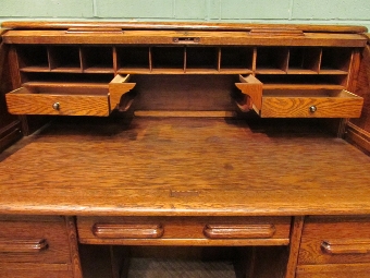 Antique Antique Victorian Oak Roll Top Pedastal Desk w7523/2.9