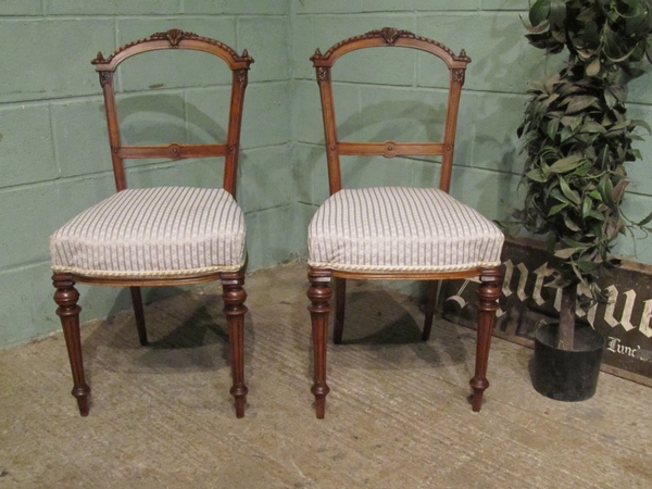 Antique Pair Victorian Walnut Salon / Bedroom Chairs c1890