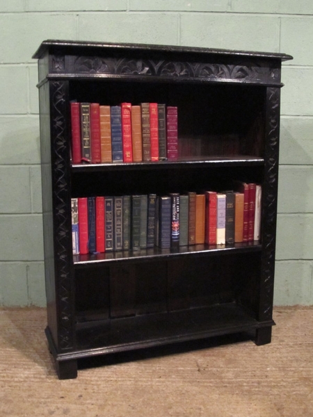 ANTIQUE VICTORIAN CARVED GOTHIC OAK BOOKCASE W6985/25.6