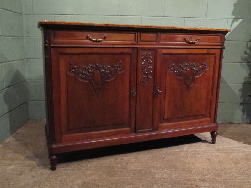 ANTIQUE FRENCH WALNUT & MARBLE TOP SIDEBOARD BUFFET C1890 W7033/6.8