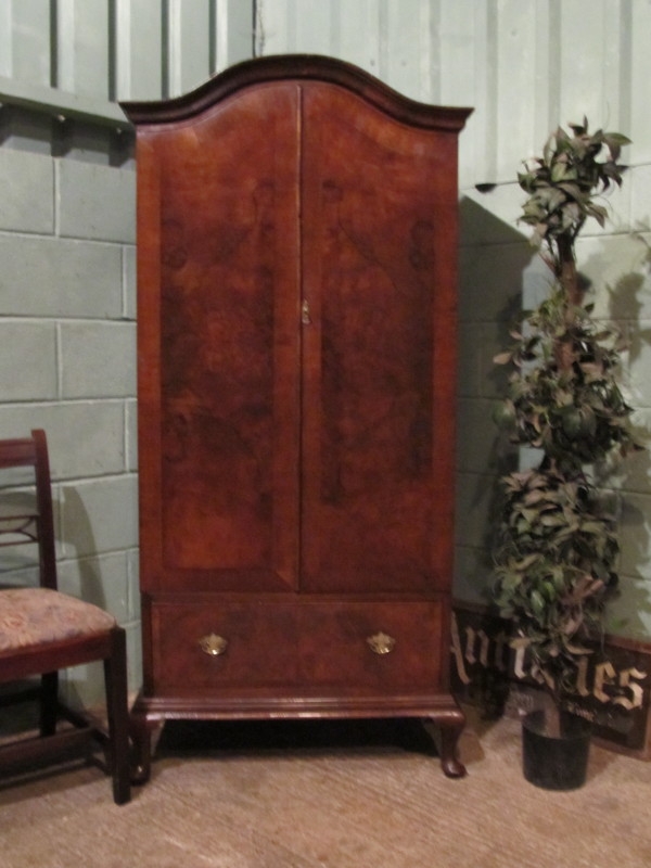 Antique Edwardian Burr Walnut Single Wardrobe w7050/13.8