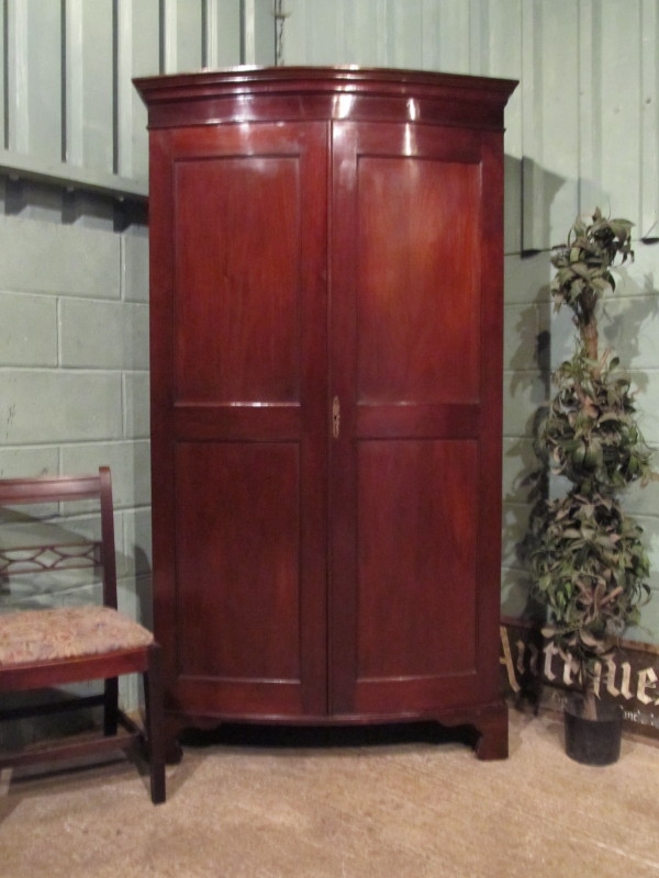 Antique Edwardian Mahogany |Bow Front Wardrobe c1900 w7059/27.8