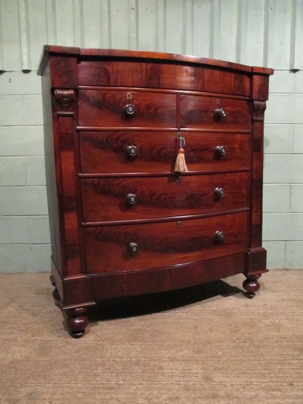 Antique Victorian Mahogany Bow Front Scotch Chest of Drawers w7081/8.10