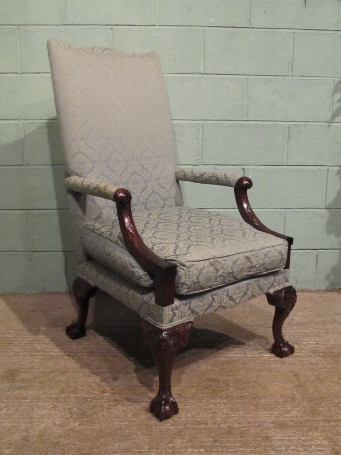 ANTIQUE EDWARDIAN CHIPPENDALE LIBRARY ARMCHAIR W7133/22.10