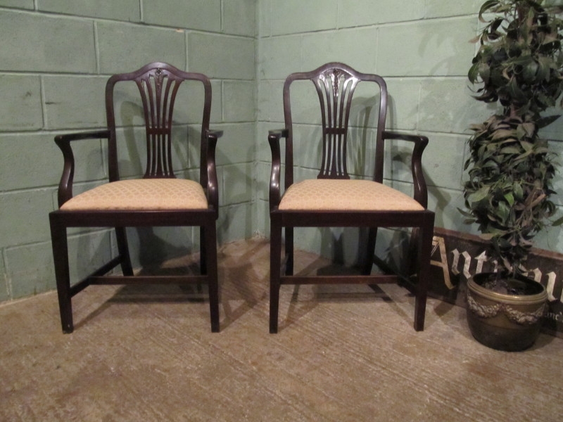 ANTIQUE PAIR VICTORIAN REGENCY STYLE MAHOGANY ELBOW CHAIRS W7143/30.10