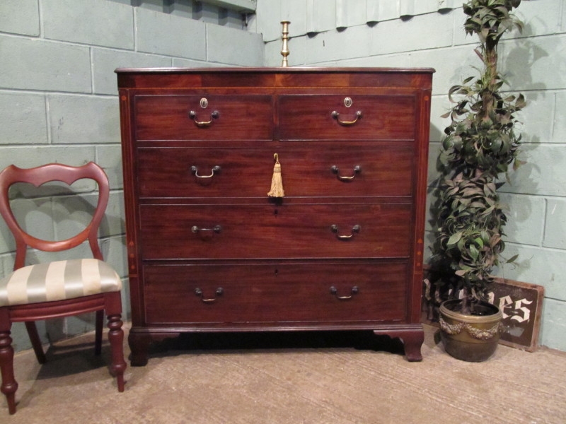 ANTIQUE REGENCY INLAID MAHOGANY CHEST OF DRAWERS W7021/5.11
