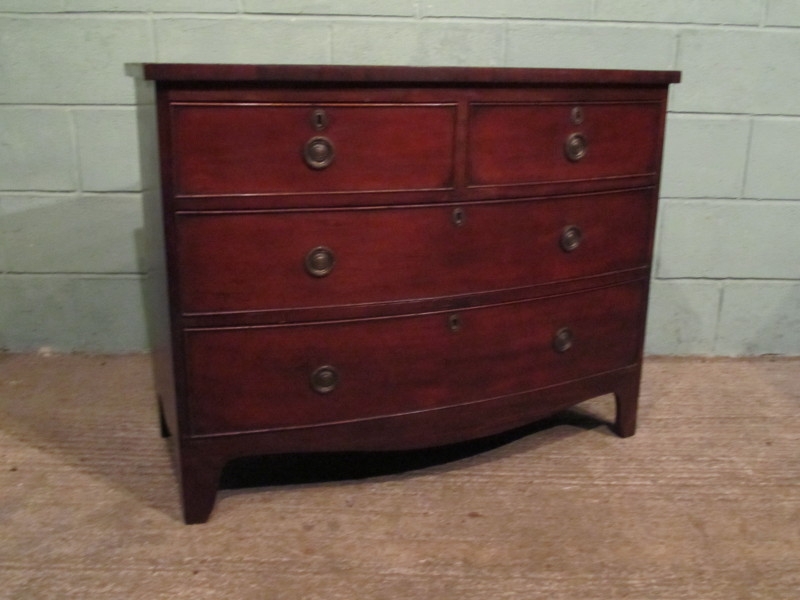 ANTIQUE REGENCY MAHOGANY BOW FRONT CHEST OF DRAWERS W7187/26.11