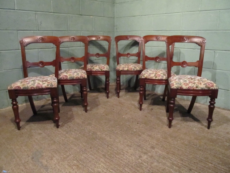 Antique Victorian Set Six Mahogany Dining Chairs c1880 w7195/3.12