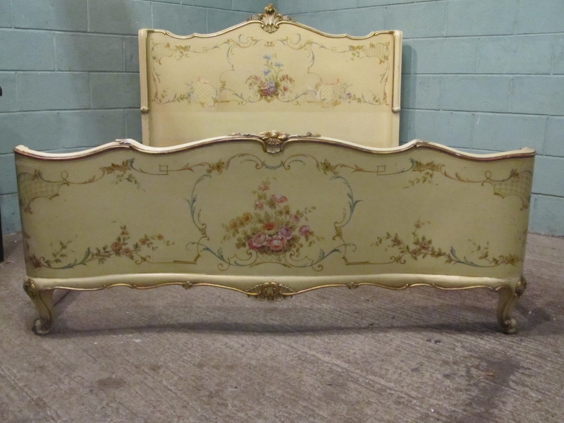 Antique 19th Century Italian Hand Painted King Size Bed w7238/18.12