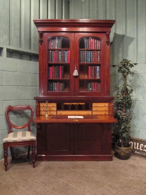 Antique Victorian Mahogany Library Bookcase Secretaire W7235/31.12
