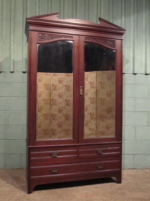 Antique Antique Art Nouveau Mahogany Mirror Door Double Wardrobe ...