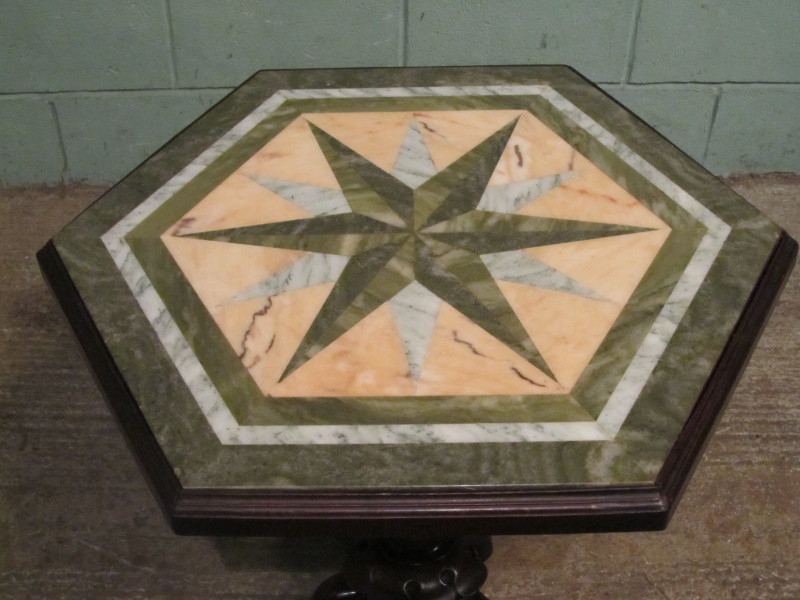 ANTIQUE 19TH CENTURY MARBLE TOP SIDE TABLE PIETRA DURA W7248/7.1