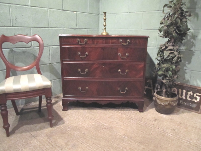 ANTIQUE REGENCY FLAMED MAHOGANY CHEST OF DRAWERS C1820 W7386/11.3
