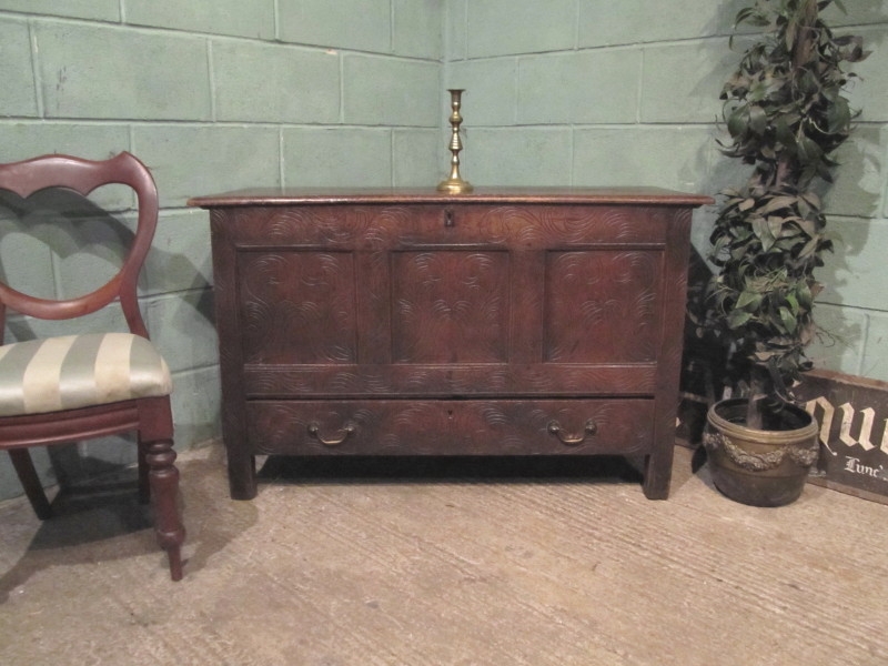 ANTIQUE 18TH CENTURY JOINED OAK MULE CHEST COFFER W7391/11.3