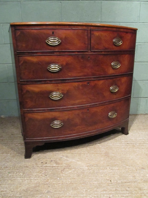 ANTIQUE REGENCY MAHOGANY BOW FRONT CHEST OF DRAWERS C1820 W7462/7.5