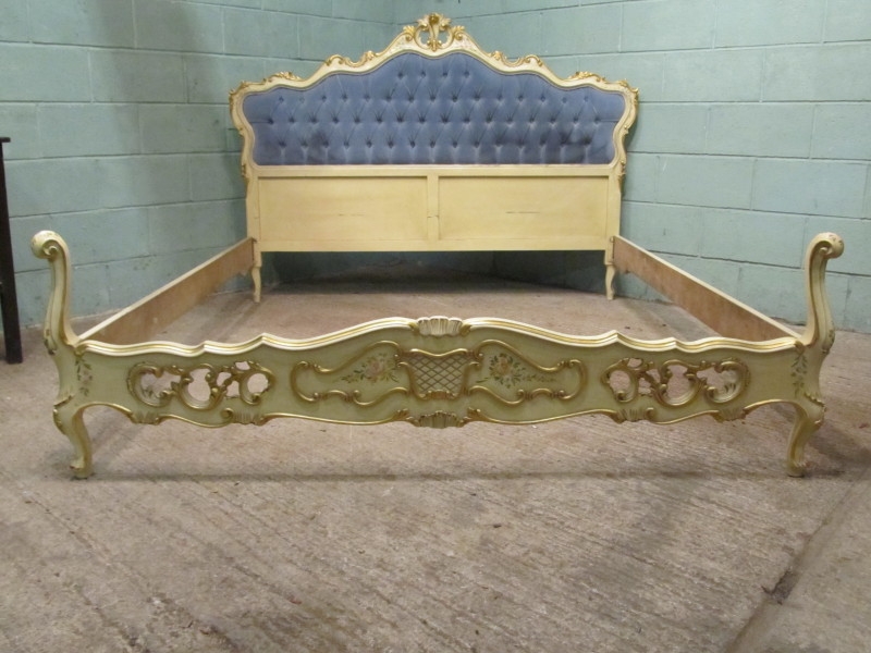 ANTIQUE ITALIAN LATE 19TH CENTURY ROCOCO PAINTED KING SIZE BED W7240/13.4