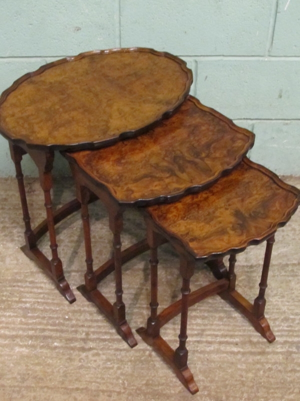 Antique Edwardian Burr Walnut Nest of Tables W7481/17.6