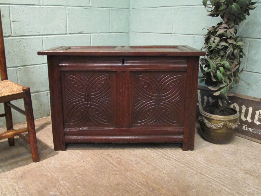Antique Early 18th Century Oak Coffer Box c1720 w7533/26.8