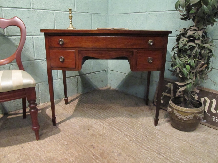 Antique Edwardian Sheraton Mahogany Bow Front Writing Desk c1900 w7556/9.9