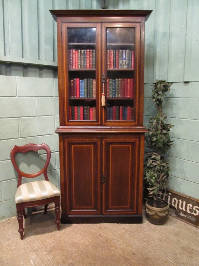 Antique Edwardian Tall Narrow Mahogany Library Bookcase c1900 w7330/9.9