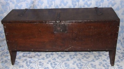 Antique Early Antique Elizabethan Oak 6 Plank Coffer Sword Chest Box Coffer c1600