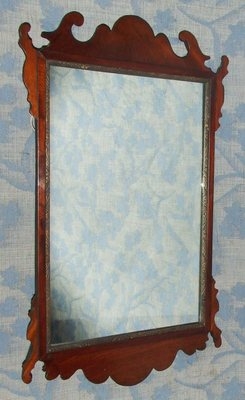 Antique Chippendale Style Mahogany Wall Mirror c1900 (a15)