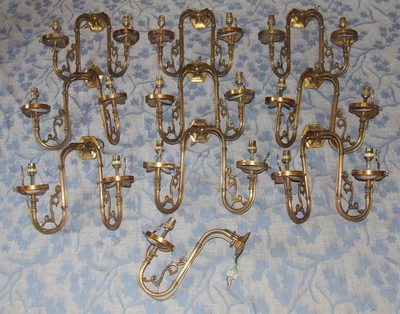 Antique SUGG GAS LIGHTING Brass Wall Lights Lamps Converted to Electric :10 LAMPS/LIGHTS