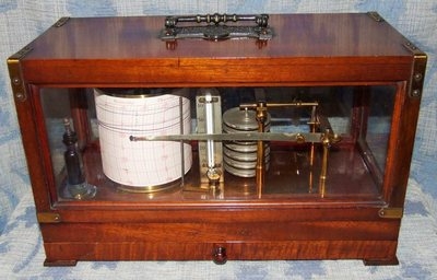 Antique Mahogany Cased Barograph & Thermometer GEORGE LEE & SON : Working Order