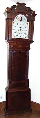 Antique Mahogany Rolling Moon Longcase Grandfather Clock : GEORGE MONKS PRESCOT