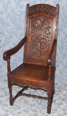 Antique Wonderful Antique Carved Oak Wainscot Chair Armchair Arm Chair