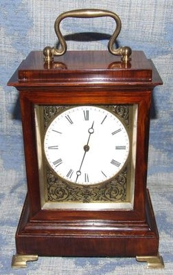 Petite Antique Rosewood Carriage Clock Style Mantel Bracket Timepiece Clock (15)