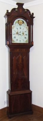 Antique Antique Mahogany Rolling Moon Longcase Grandfather Clock THOMAS HOLMES CHEADLE