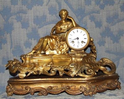 Antique Japy Freres French Ormolu Bronze Mantle Bracket Clock on Carved Stand