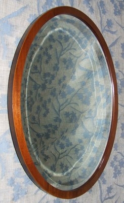Large Antique EDWARDIAN Inlaid Mahogany Mirror with Bevelled Glass