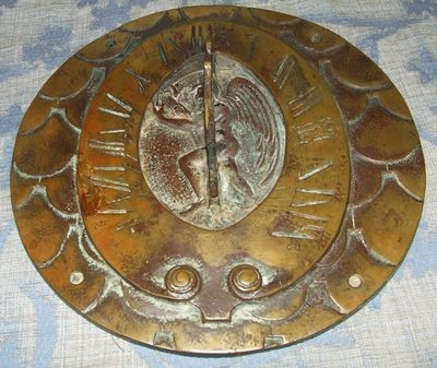 Large Authentic Antique Bronze SUNDIAL Plate with Father Time