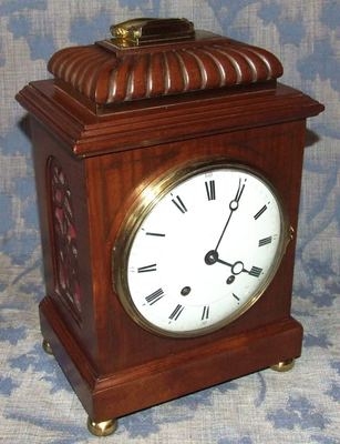 Stunning Antique Brass Inlaid Mahogany Bracket Mantel Clock by S Marti (64)