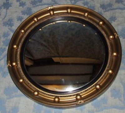 Vintage Gilt Wood Giltwood Convex Glass Mirror (3)