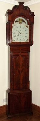 Antique Mahogany Rolling Moon Longcase Grandfather Clock JONES STOCKPORT