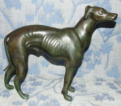 Antique Grand Bronze Greyhound Dog circa 1920. Lovely Patina